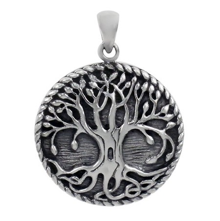 Sterling Silver Oxidized Tree of Life Pendant - Click Image to Close